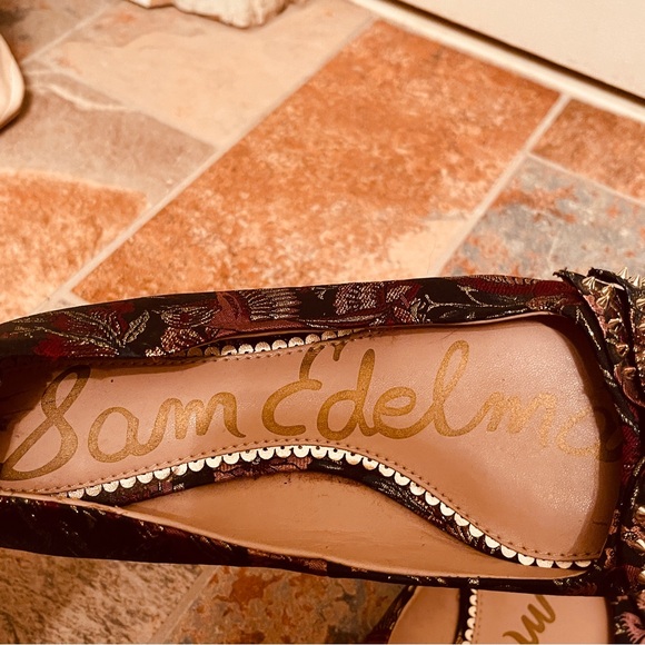 🐦‍🔥RARE!  Sam Edelman Satin Embroidered Decorative Spikes, Birds/Floral Flats. - Picture 2 of 15